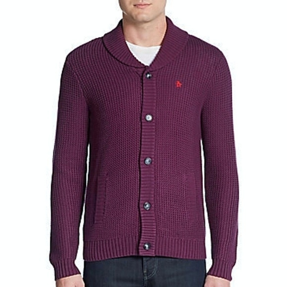 Original Penguin - plum button sweater cardigan